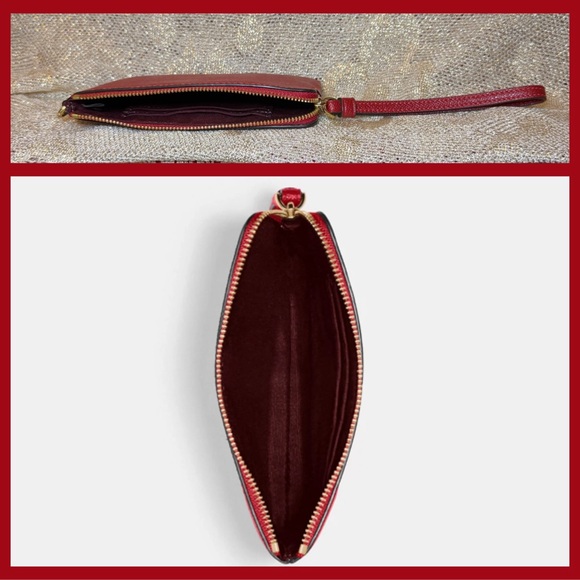 Coach Wristlet in Red Apple New Corner Zip Wristlet NWOT - Picture 3 of 7